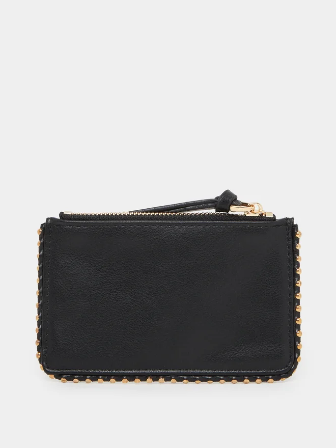 Styli Black Studded Card Holder Wallet