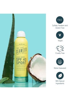 The Seaweed Bath Co. Clear Guard SPF 40 Sport Broad Spectrum Sunscreen Spray 6 Ounce Nutrient Rich Seaweed Aloe Avocado Oil Vegan Paraben Free  - Image 4