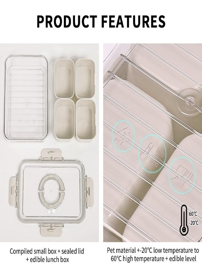 Wnddle Small Snackle Box Container with Lid, 4 Compartment Travel Snack Container with Handle, Divided Serving Tray with Lid, Portable Snack Box for Candy, Fruits, Nuts, Snacks, Veggies - Image 2