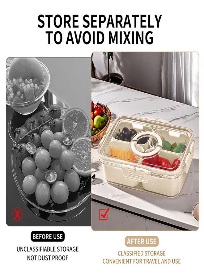 Wnddle Small Snackle Box Container with Lid, 4 Compartment Travel Snack Container with Handle, Divided Serving Tray with Lid, Portable Snack Box for Candy, Fruits, Nuts, Snacks, Veggies - Image 4
