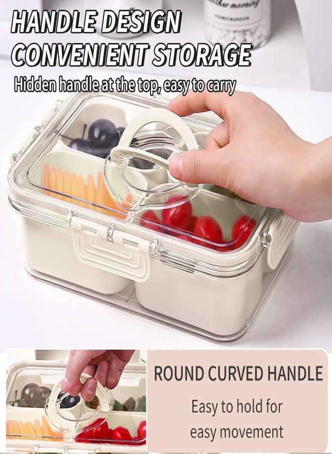 Wnddle Small Snackle Box Container with Lid, 4 Compartment Travel Snack Container with Handle, Divided Serving Tray with Lid, Portable Snack Box for Candy, Fruits, Nuts, Snacks, Veggies - Image 5