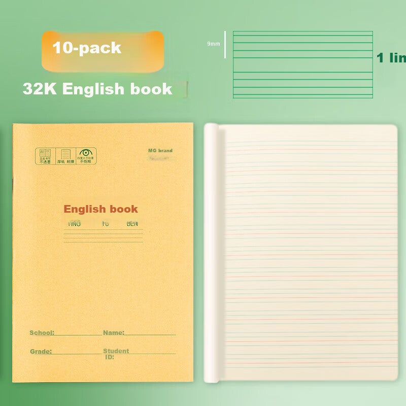 M&G Stationery, 32K English Notebook, 11 Lines Elementary School Homework Book, Copybook And Practice Book, English Four-Line Grid Reading Notebook, 22 Sheets, Pack of 10, K32273, Winter Vacation Homework - Image 2