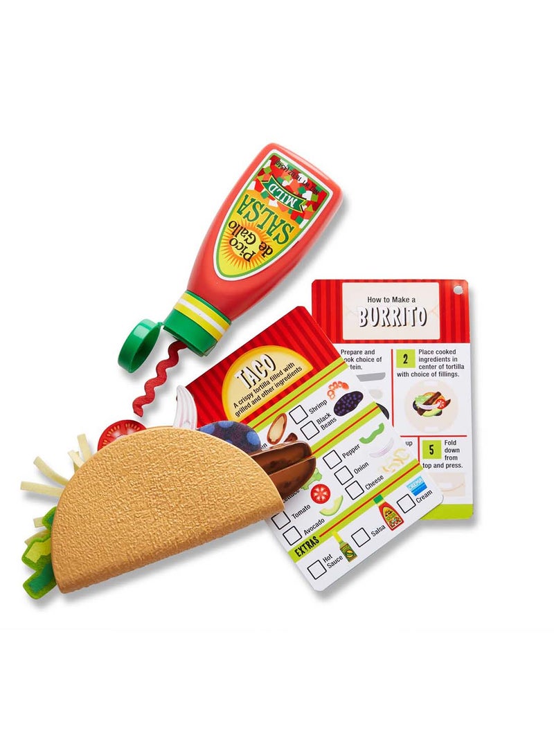 Melissa & Doug Fill  And Fold Taco  And Tortilla Set, 43 Pieces â€“ Sliceable Wooden Mexican Play Food, Skillet, and More Taco Play Food Set, Pretend Play Kitchen Toy For Kids Ages 3+ - Image 2