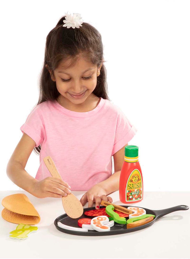 Melissa & Doug Fill  And Fold Taco  And Tortilla Set, 43 Pieces â€“ Sliceable Wooden Mexican Play Food, Skillet, and More Taco Play Food Set, Pretend Play Kitchen Toy For Kids Ages 3+ - Image 5
