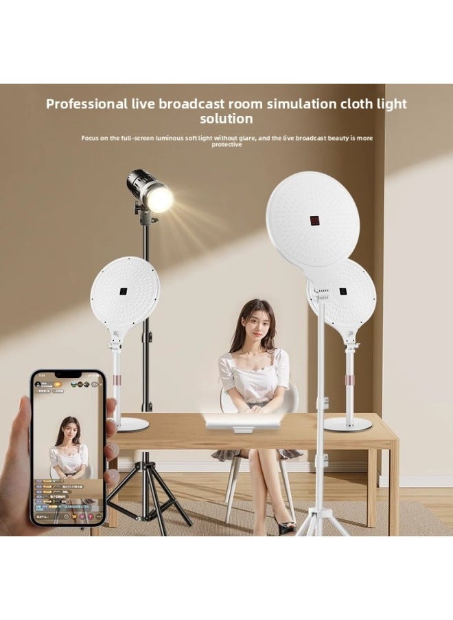 Generic - Full Screen Shadowless Surface Light Self-timer Short Video Live Special Desktop Floor Light Light Supplementary Light Full Screen Light-Specifications:[26cm Live Beauty Dual Light Set] Desktop + Floor-standing Fill Light - Image 1