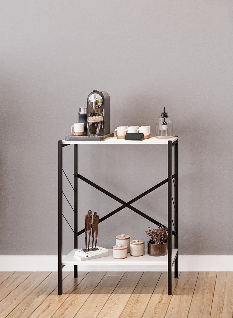 إيه جي دي ركن القهوة، طاولة جانبية، 3 رفوف متعددة الأغراض لعرض وتنظيم احتياجاتك - أبيض/أسود - Image 3