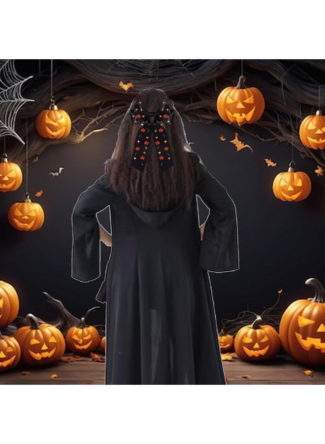 سيالكسهيني مشابك شعر على شكل فيونكة الهالوين للنساء، مشابك شعر على شكل قرع مخيف، شرائط شعر كبيرة مرصعة بالكريستال، مشابك شعر على شكل فيونكة، إكسسوارات شعر الهالوين، ملابس، هدايا للحفلات (النمط B1) - Image 3