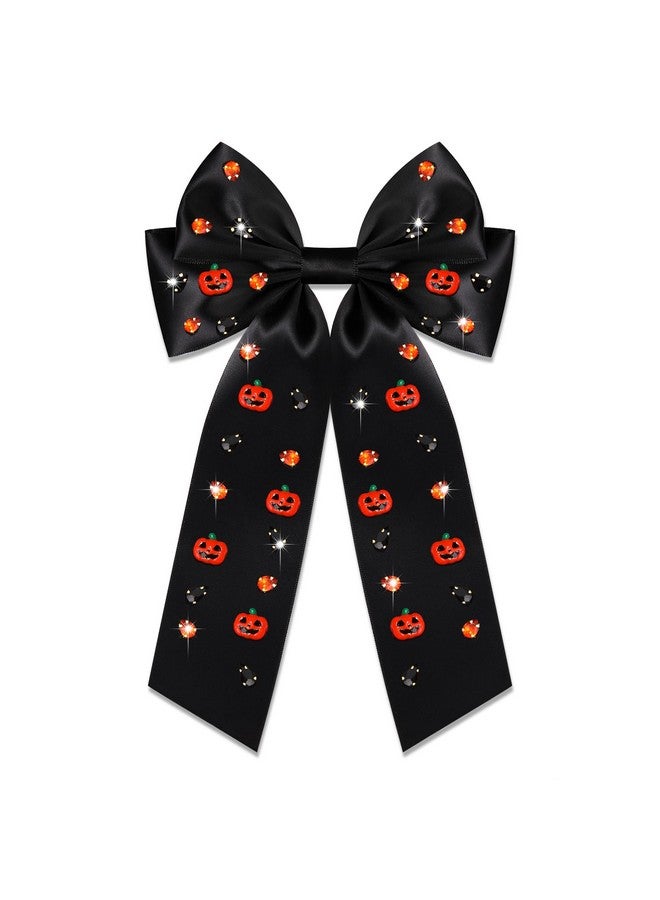 سيالكسهيني مشابك شعر على شكل فيونكة الهالوين للنساء، مشابك شعر على شكل قرع مخيف، شرائط شعر كبيرة مرصعة بالكريستال، مشابك شعر على شكل فيونكة، إكسسوارات شعر الهالوين، ملابس، هدايا للحفلات (النمط B1) - Image 1