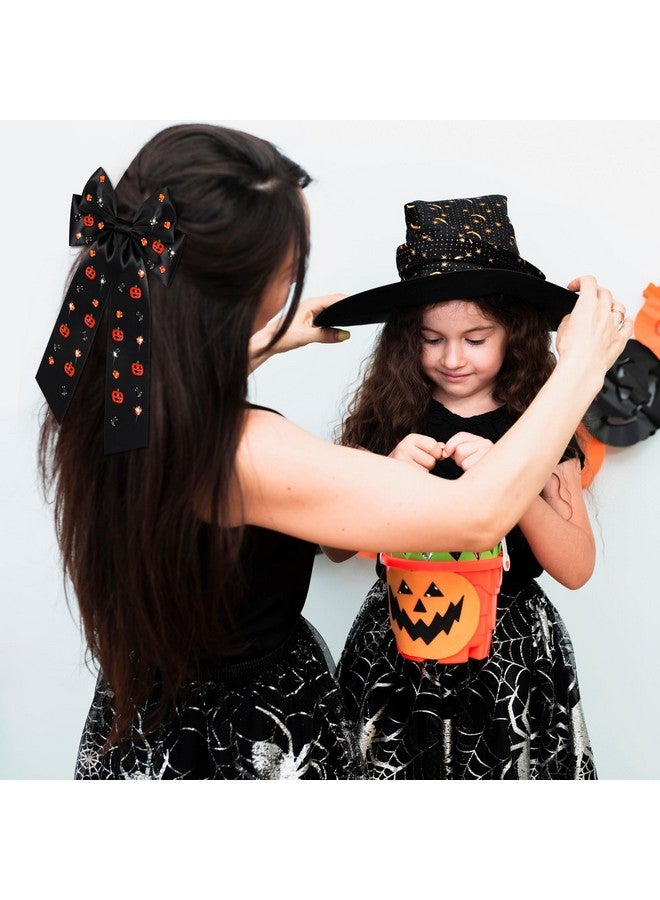 سيالكسهيني مشابك شعر على شكل فيونكة الهالوين للنساء، مشابك شعر على شكل قرع مخيف، شرائط شعر كبيرة مرصعة بالكريستال، مشابك شعر على شكل فيونكة، إكسسوارات شعر الهالوين، ملابس، هدايا للحفلات (النمط B1) - Image 5