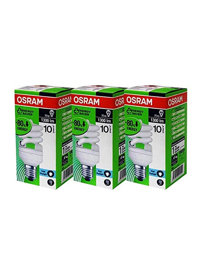 OSRAM مصباح فلوريسنت موفر للطاقة 20 واط 220 فولت مع قاعدة لولبية E27 من 3 قطع - Image 3