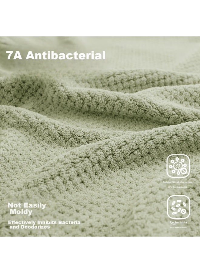 Sanli 7a Antibacterial 2 Towels 1 Bath Towel Set, Uni, Quick-drying, Absorbent, Adult Wrap Towel, Green - Image 1