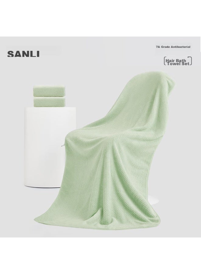 Sanli 7a Antibacterial 2 Towels 1 Bath Towel Set, Uni, Quick-drying, Absorbent, Adult Wrap Towel, Green - Image 4