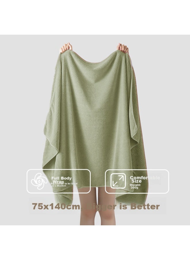 Sanli 7a Antibacterial 2 Towels 1 Bath Towel Set, Uni, Quick-drying, Absorbent, Adult Wrap Towel, Green - Image 3