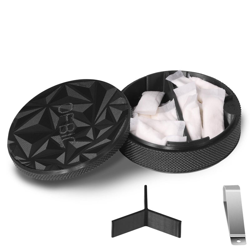 OFBIC Pouch Container with Divider and Magnetic Lid, Plastic Container & Can Compatible with ZYN/NZE/Alpha, Lightweight Pill Box, Comes with Sun Visor Clip (Magnetic Lid-Light Refracting) - Image 1
