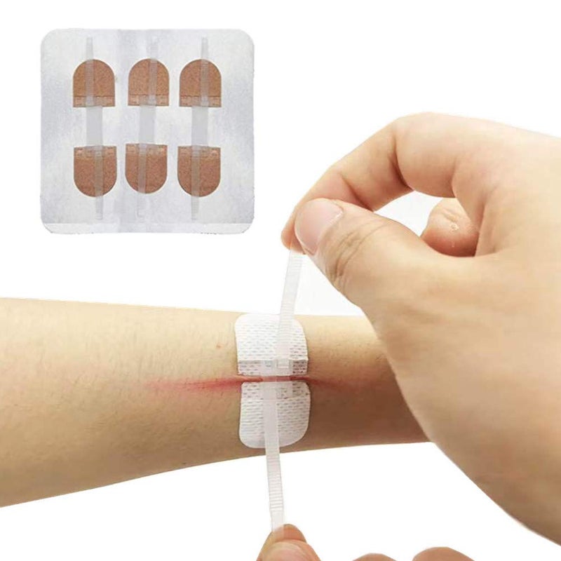 Mediss لاصقات لاصقة لإغلاق الجروح الطارئة، ملصقات خياطة سريعة للتخييم، البقاء ومعدات المنزل، 3 قطع (45 * 10 مم، جلد) - Image 1