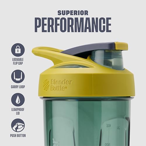 BlenderBottle كوب خلط رياضي من بلندر بوتل مثالي لمخفوقات البروتين وما قبل التمرين سعة 24 أونصة باللون الأصفر - Image 5