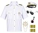 TOGROP Kids Yacht Captain Sailor Costume for Boys Shirt Hat Accessories 6 Pcs Set Party Cosplay 78Years White - Image 2