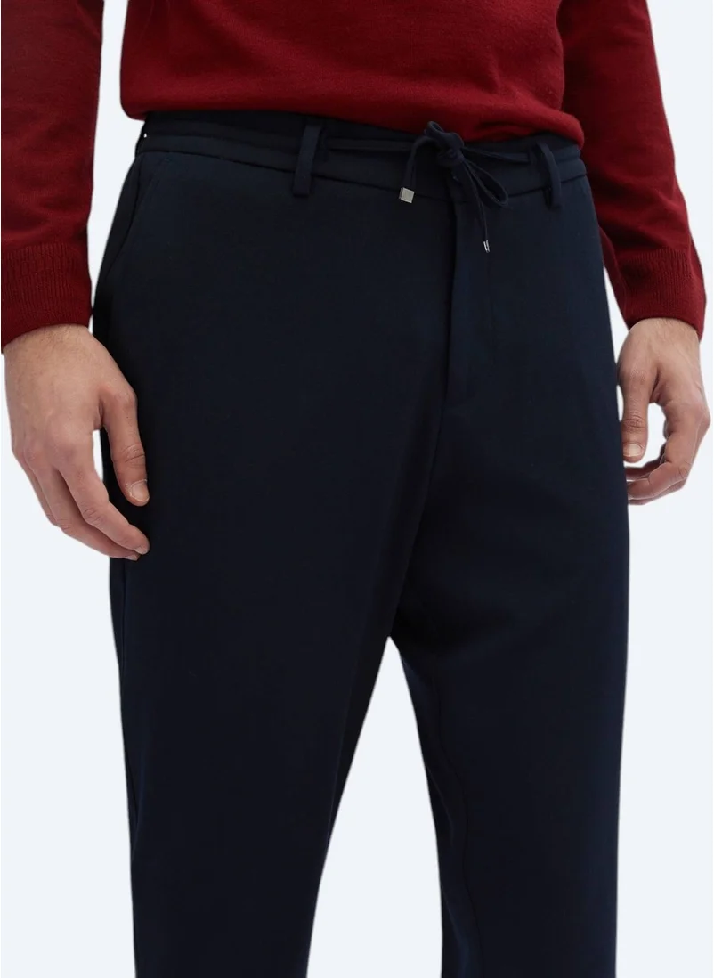 كيب Navy Blue Knitted Jogging Fit Casual Trousers