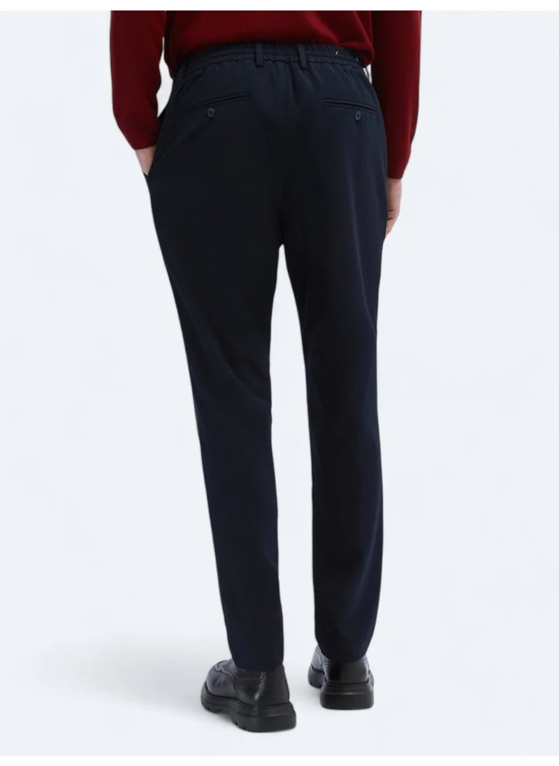 كيب Navy Blue Knitted Jogging Fit Casual Trousers