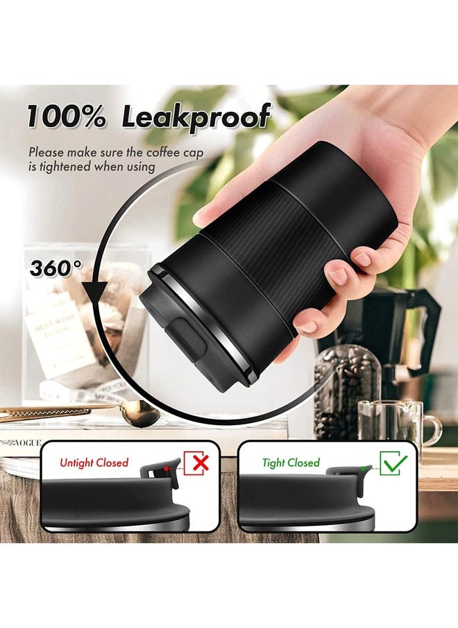 Hihonor - Travel Coffee Mug, Spill Proof Leakproof 16 oz Insulated Coffee Mug with Screw Lid, Stainless Steel Vacuum Tumbler, Reusable Thermal Coffee Cup for Hot and Cold Drinks, 510ml, Black - Image 1