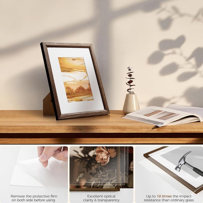 Fun Memories إطار صور 8.5x11 من ذكريات ممتعة مع حشوة قابلة للإزالة مقاس 6x8، إطارات صور ألومنيوم 8.5x11 - مثالي للعرض على الحائط أو الطاولة - يتضمن ملحقات تعليق وخطاف حائط - رمادي - مجموعة من 1 - Image 4