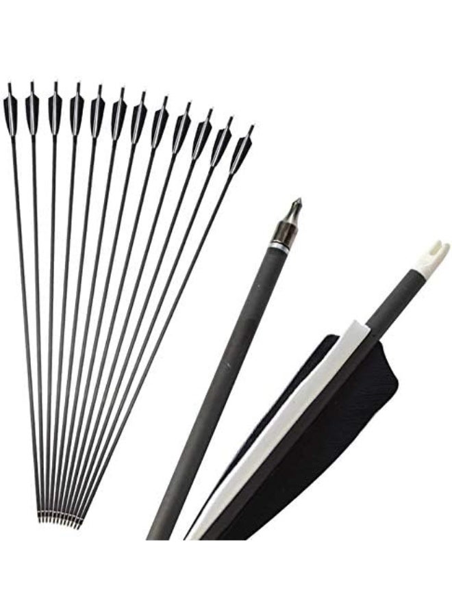 SHARROW 6/12 PCS Carbon Arrow 34 Inch Archery Arrow Spine 500 Turkey Feather Practice and Hunting Arrows with Removable Tips for Compound Bow and Recurve Bow - Image 3