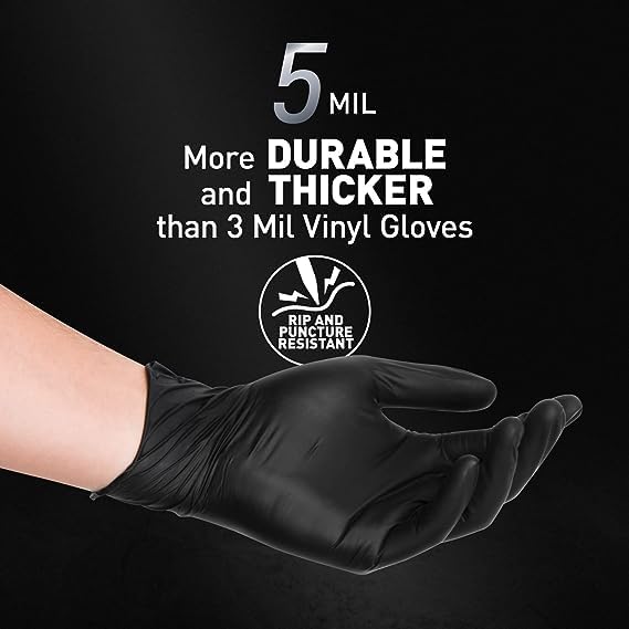 OKIAAS Black/Pink Vinyl Gloves Disposable Latex Free, Food Safe, Powder Free, 5 Mil Thickened for Cooking, Cleaning, Food Prep, Baking, Hair Dye, Tattoo, Small, 50 Count - Image 2