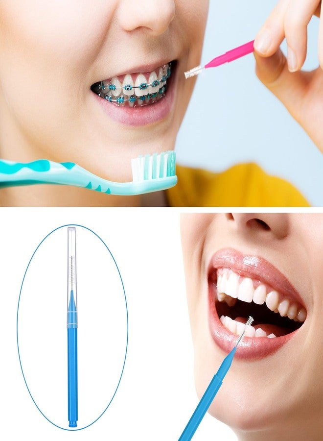 Patelai 100 Pieces Braces Dental Brush for Cleaner Interdental Toothpick Dental Tooth Flossing Head Oral Hygiene Flosser Toothpick Cleaners Tooth Tool (Pink,Blue,Mixed Size - Image 4