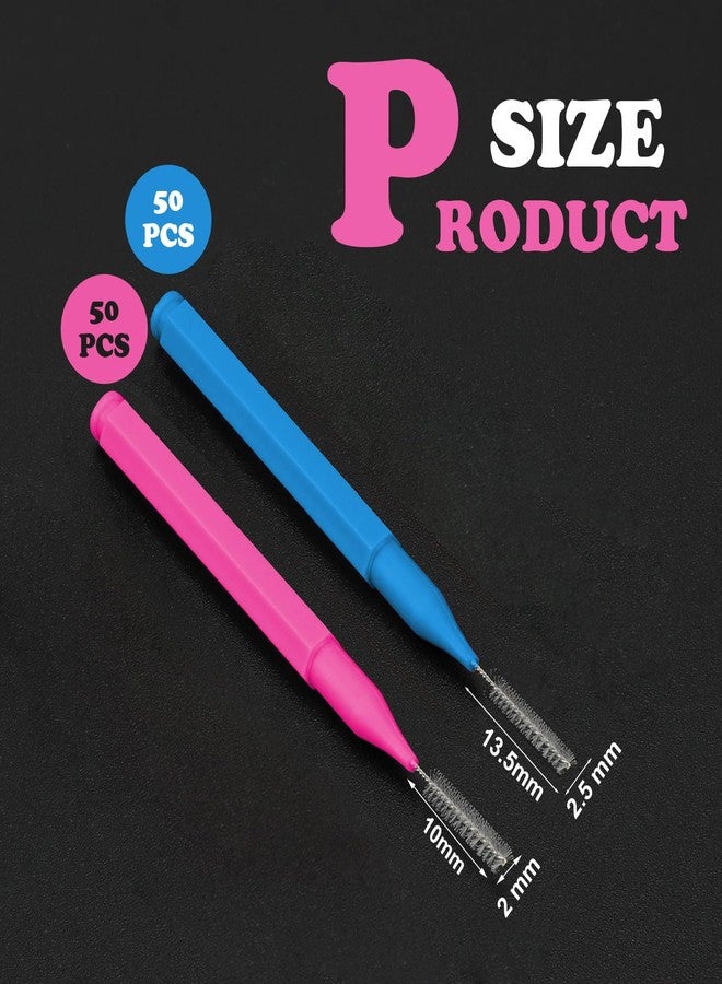 Patelai 100 Pieces Braces Dental Brush for Cleaner Interdental Toothpick Dental Tooth Flossing Head Oral Hygiene Flosser Toothpick Cleaners Tooth Tool (Pink,Blue,Mixed Size - Image 2