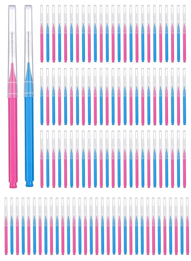 Patelai 100 Pieces Braces Dental Brush for Cleaner Interdental Toothpick Dental Tooth Flossing Head Oral Hygiene Flosser Toothpick Cleaners Tooth Tool (Pink,Blue,Mixed Size - Image 1