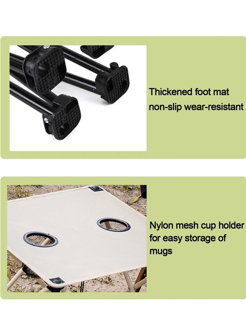 شو وو طاولة تخييم محمولة قابلة للطي وطاولات نزهة خفيفة الوزن قابلة للطي وطاولة شاطئ قماشية مقاومة للماء للاستخدام في الخارج مع حاملين للأكواب للتخييم والشاطئ وإشعال النيران والحفلات الخلفية - Image 3