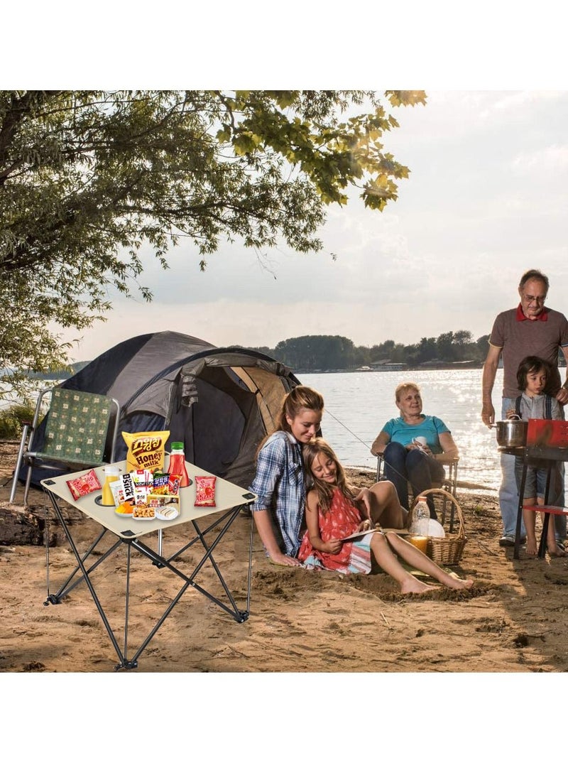 شو وو طاولة تخييم محمولة قابلة للطي وطاولات نزهة خفيفة الوزن قابلة للطي وطاولة شاطئ قماشية مقاومة للماء للاستخدام في الخارج مع حاملين للأكواب للتخييم والشاطئ وإشعال النيران والحفلات الخلفية - Image 2