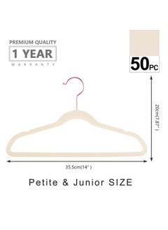 Red Dot Gift Premium Kids Velvet Hangers (Pack of 50) 14″ Wide with Copper Rose Gold Hooks,Space Saving,Nonslip Huggable Closet Hangers for Petite Junior Children’s Skirt Dress Pants,Clothes Hangers  - Image 4