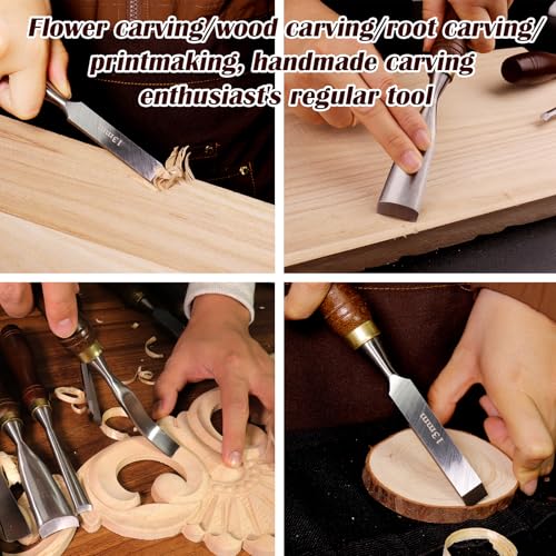 LWCUSNJ 12-Piece Wood Carving Chisel Set - CR-V 60 Steel Multi-Shape Edge Gouges Carving tool for Woodworking Beginners and Professionals with Storage Case - Image 5