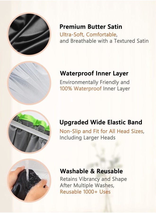 mikimini Black Small Shower Cap for Child 1 Pack, Double Layers Waterproof Bathing Hair Cap with Reusable Soft Comfortable PEVA Lining, Cute, non-fading & Stretchy Shower Hat  - Image 4