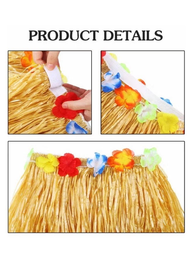 Ailily Hawaiian Grass Hula Skirt Costume Set Girl's Necklace Leis Garland Bracelets,Hawaiian Party Decoration,Hawaiian Hula Grass Skirt Sunglasses Leis Set  - Image 5