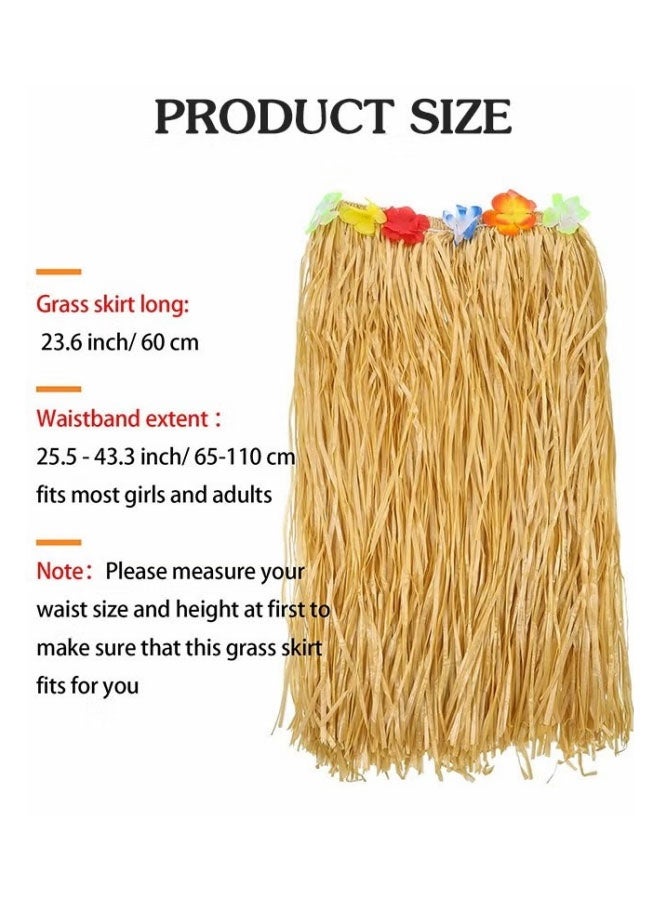 Ailily Hawaiian Grass Hula Skirt Costume Set Girl's Necklace Leis Garland Bracelets,Hawaiian Party Decoration,Hawaiian Hula Grass Skirt Sunglasses Leis Set  - Image 3