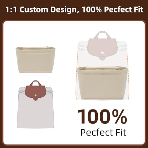 Doxo Backpack Organzier Insert Compatible with Longchamp Le Pliage Bag and More (9" L x 3.2" W x 6.7" H, Beige) - Image 5
