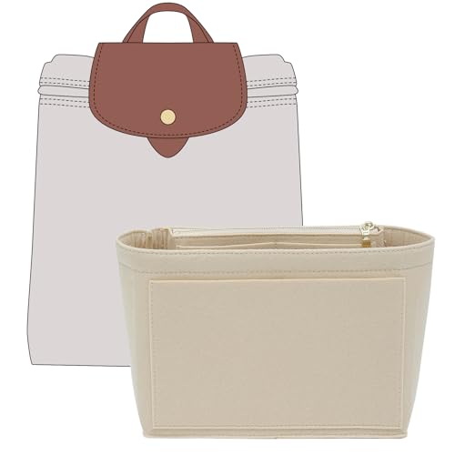 Doxo Backpack Organzier Insert Compatible with Longchamp Le Pliage Bag and More (9" L x 3.2" W x 6.7" H, Beige) - Image 1