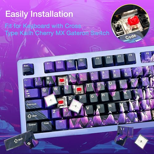 GUNMJO PBT Dye-Sublimation Shark Keycaps for Gaming Keyboard with Cherry Gateron Kailh MX Switches Mechanical Keyboard, OEM Profile 61/87 /Full 104 Keys US Layout Compatible Keys with 6.25U Space Bar - Image 3