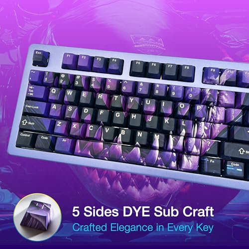 GUNMJO PBT Dye-Sublimation Shark Keycaps for Gaming Keyboard with Cherry Gateron Kailh MX Switches Mechanical Keyboard, OEM Profile 61/87 /Full 104 Keys US Layout Compatible Keys with 6.25U Space Bar - Image 5