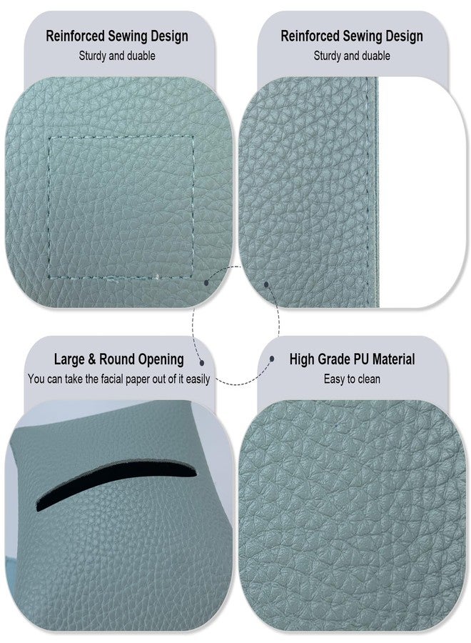 PENGLONG Tissue Box Cover 5X5X5'' PU Leather Tissue Holder Square Tissue Cube Box Organizer for Bathroom Vanity Countertop, Car, Night Stands, Office, Home, Kitchen (1Pack, Light Blue) - Image 3