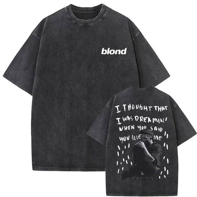 Washed Vintage Frank Fashion T-Shirts Blond Self Control Gra - Image 1