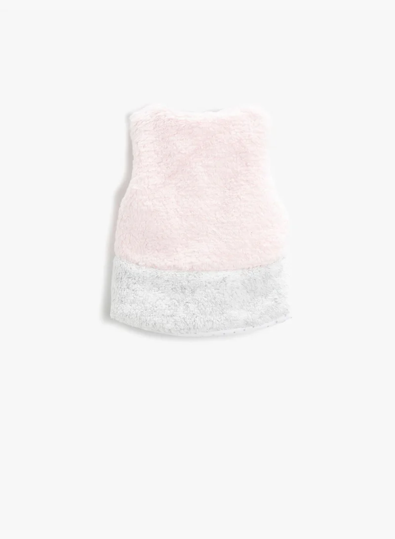 KOTON Faux Shearling Vest Button Detail Cotton