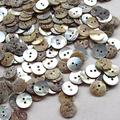 Chenkou Craft New Upick 11/13/15/23mm 100pcs Shell Buttons Sewing Craft Buttons 2 Holes (15mm) - Image 4