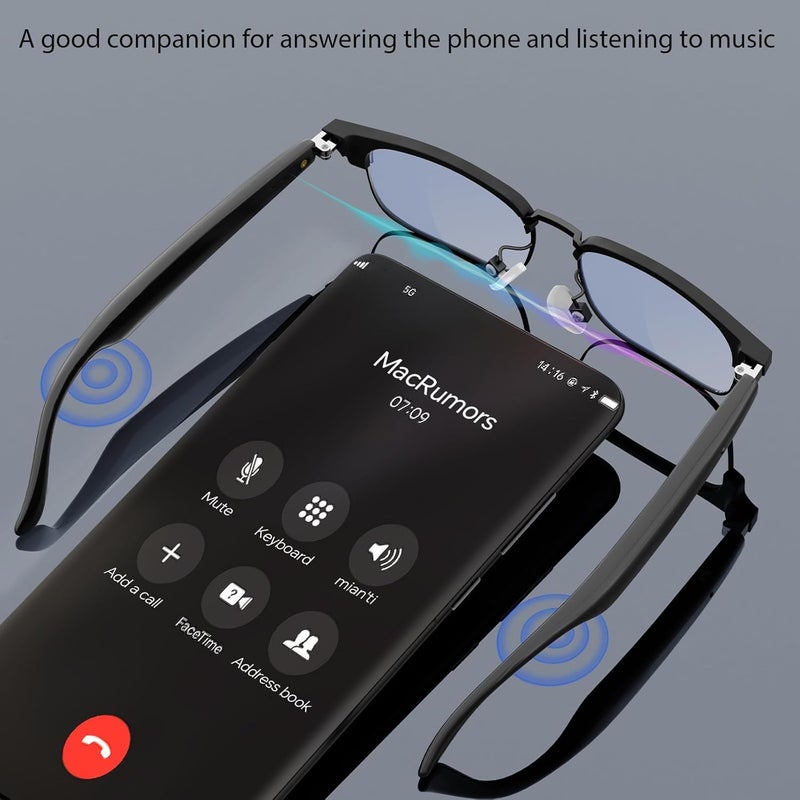 نظارات بلوتوث ، مع مكبرات صوت مفتوحة وعدسات الضوء الأزرق ، مناسبة لإجراء مكالمات هاتفية ومشاهدة مقاطع الفيديو والاستماع إلى الموسيقى والاستماع إلى البودكاست والكتب الصوتية - Image 3