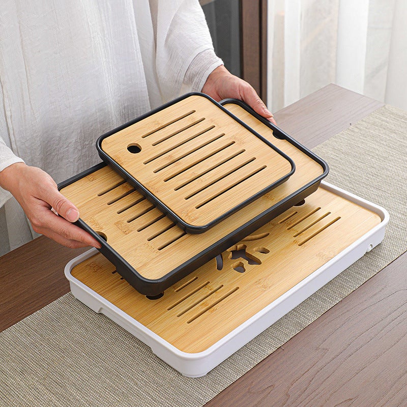 Japanese Bamboo Tea Tray Rectangular Home Office Tea Cup Dry Brewing Table Plate Water Storage Tea - Image 3