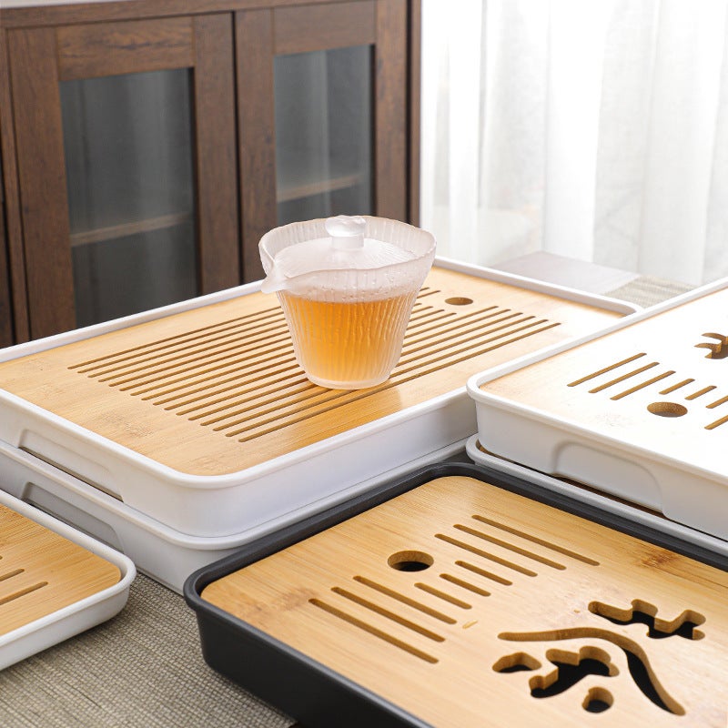 Japanese Bamboo Tea Tray Rectangular Home Office Tea Cup Dry Brewing Table Plate Water Storage Tea - Image 4