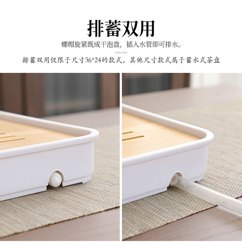Japanese Bamboo Tea Tray Rectangular Home Office Tea Cup Dry Brewing Table Plate Water Storage Tea - Image 5
