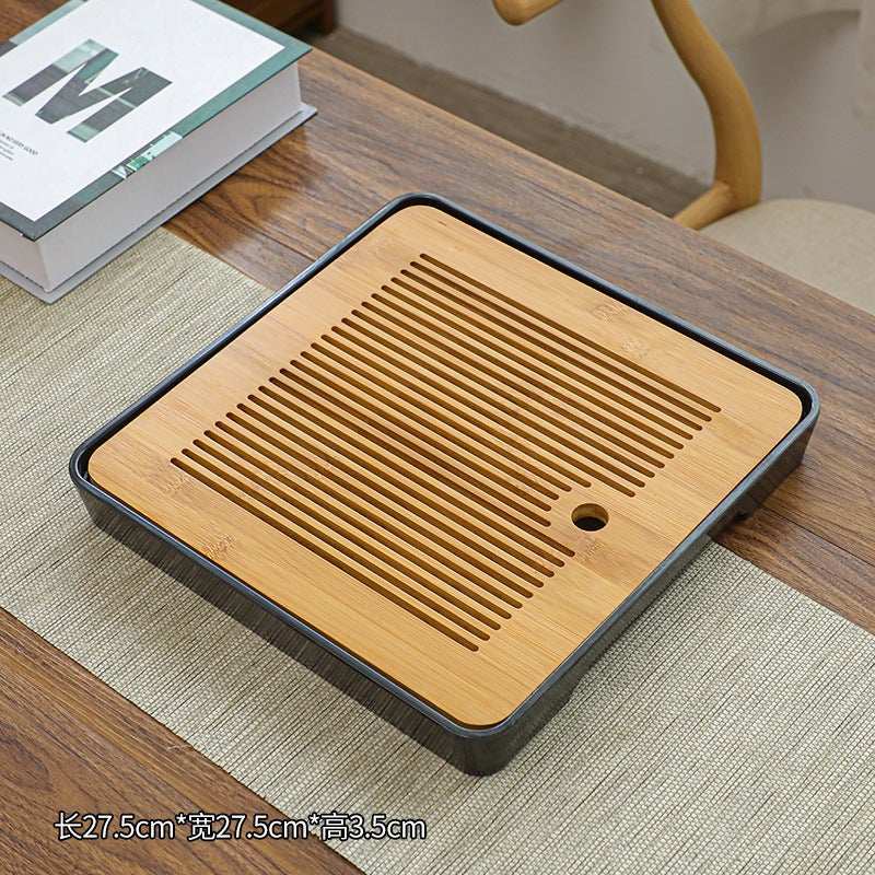 Japanese Bamboo Tea Tray Rectangular Home Office Tea Cup Dry Brewing Table Plate Water Storage Tea - Image 1